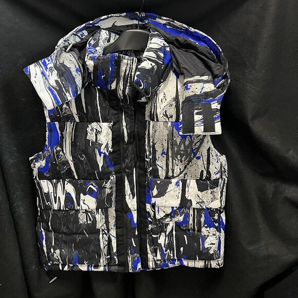 Amiri Blue & Black Paint Splatter Puffer Vest